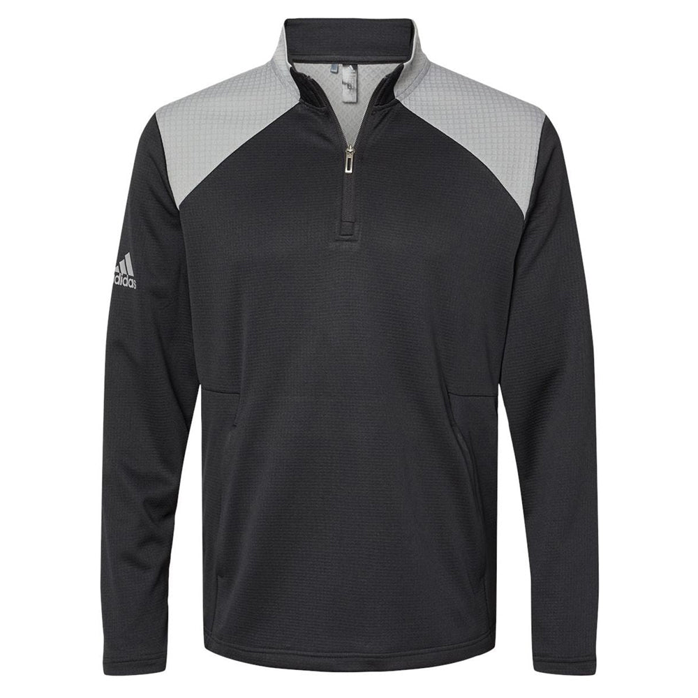Adidas Textured Mixed Media Quarter-Zip Pullover