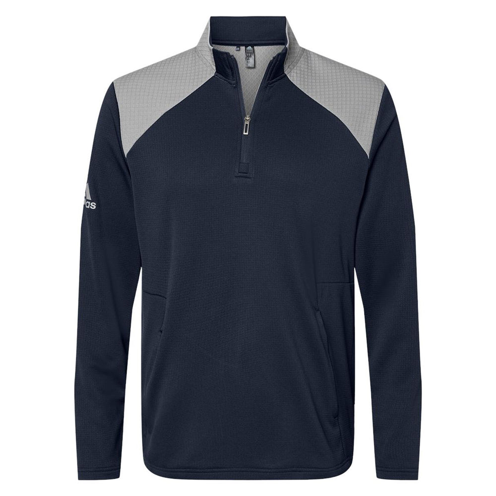 Adidas Textured Mixed Media Quarter-Zip Pullover