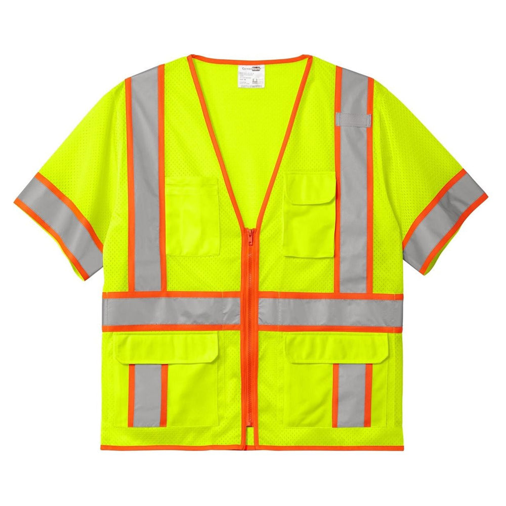 CornerStone ® ANSI 107 Class 3 Surveyor Mesh Zippered Two-Tone Short Sleeve Vest