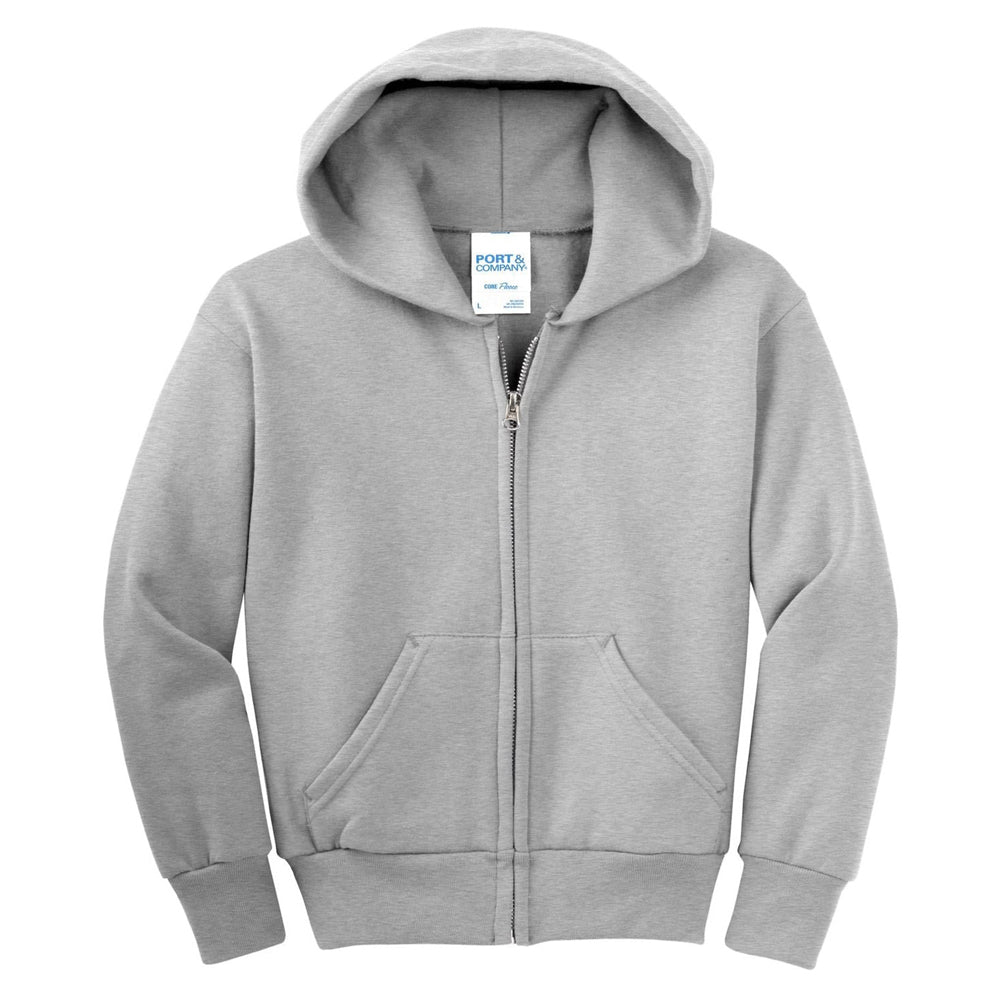 Port & Company® - Youth Core Fleece Full-Zip Hooded Sweatshirt