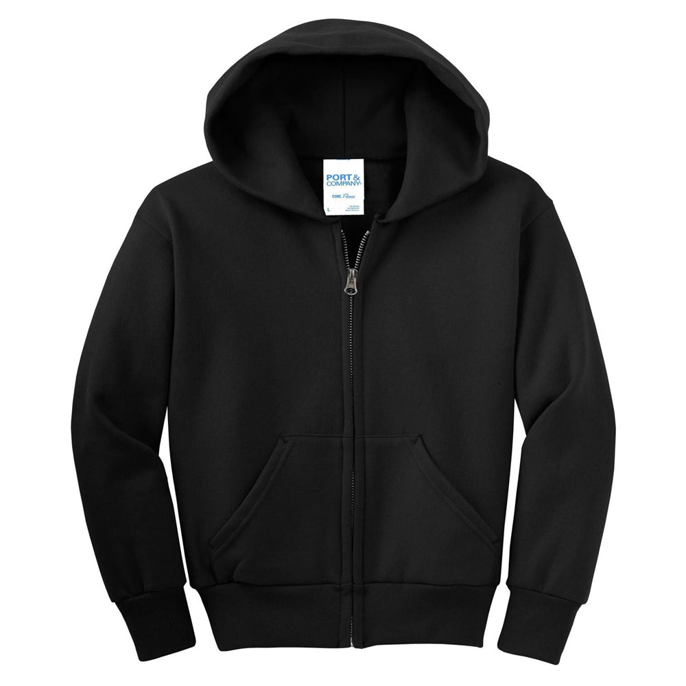 Port & Company® - Youth Core Fleece Full-Zip Hooded Sweatshirt