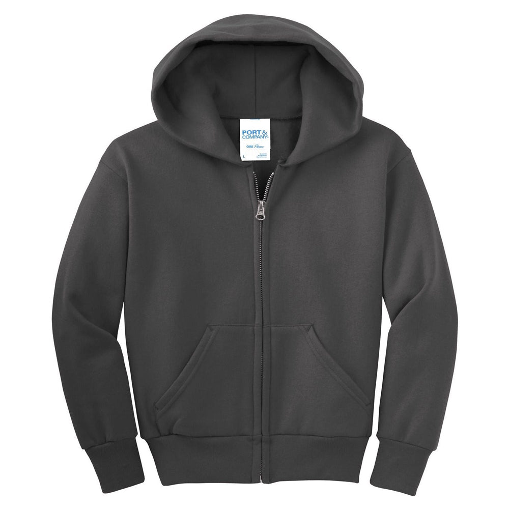 Port & Company® - Youth Core Fleece Full-Zip Hooded Sweatshirt