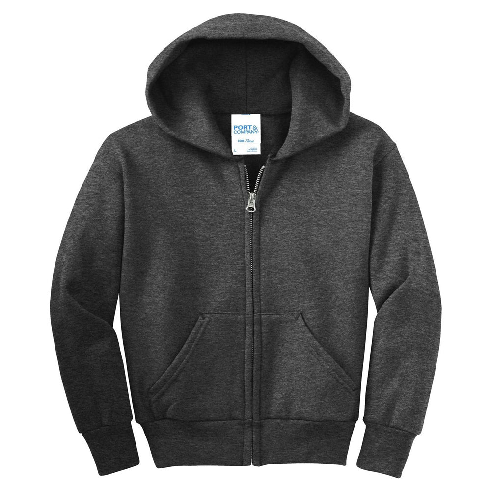 Port & Company® - Youth Core Fleece Full-Zip Hooded Sweatshirt