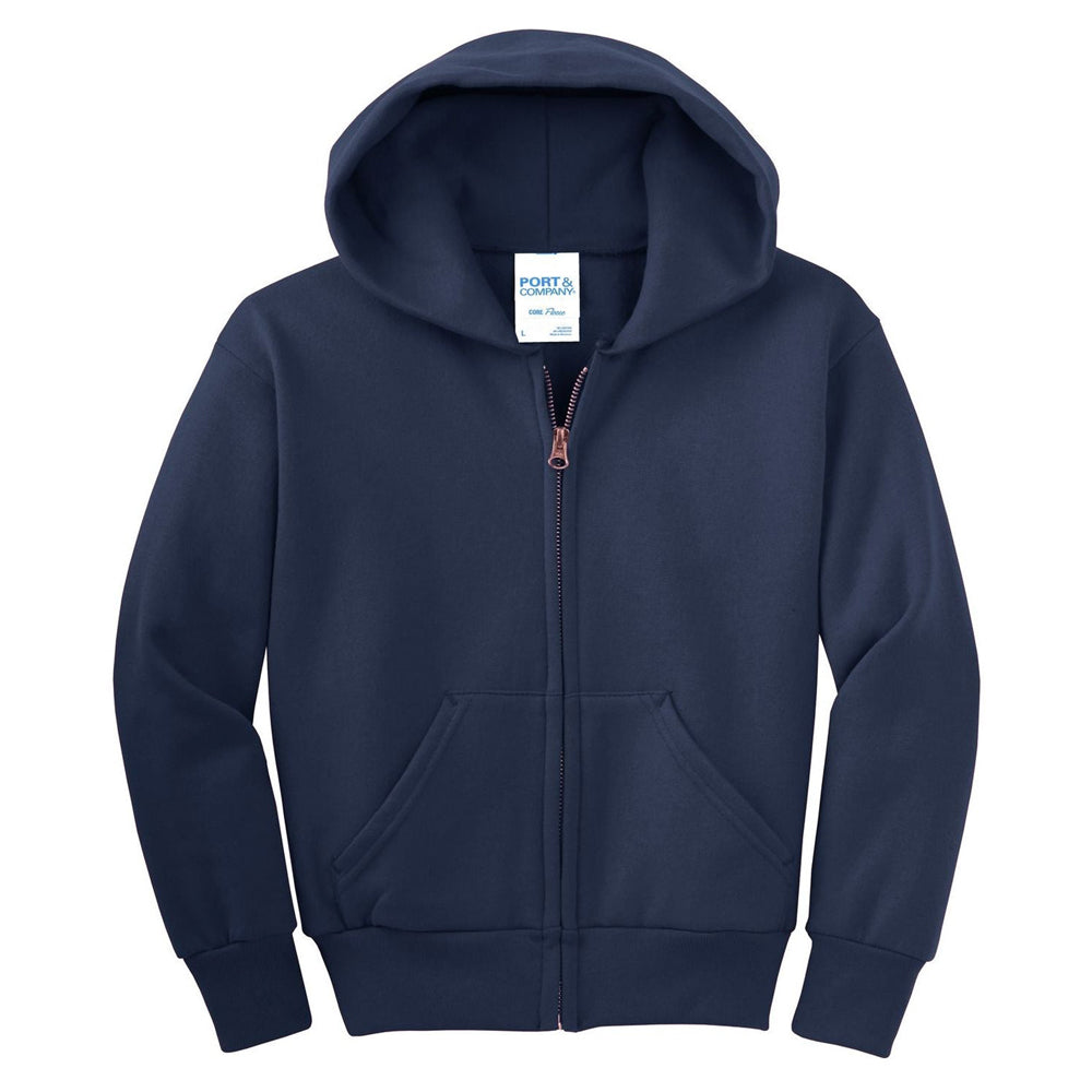 Port & Company® - Youth Core Fleece Full-Zip Hooded Sweatshirt