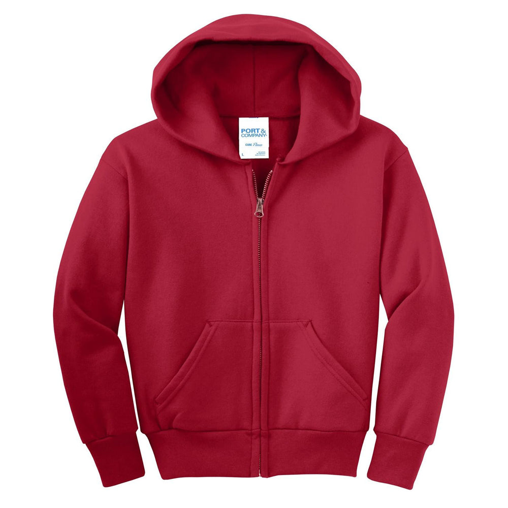 Port & Company® - Youth Core Fleece Full-Zip Hooded Sweatshirt